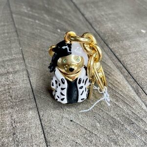 New! Coach x Disney Villains Cruella Metal Bear Bag Charm Keychain Gold CC343